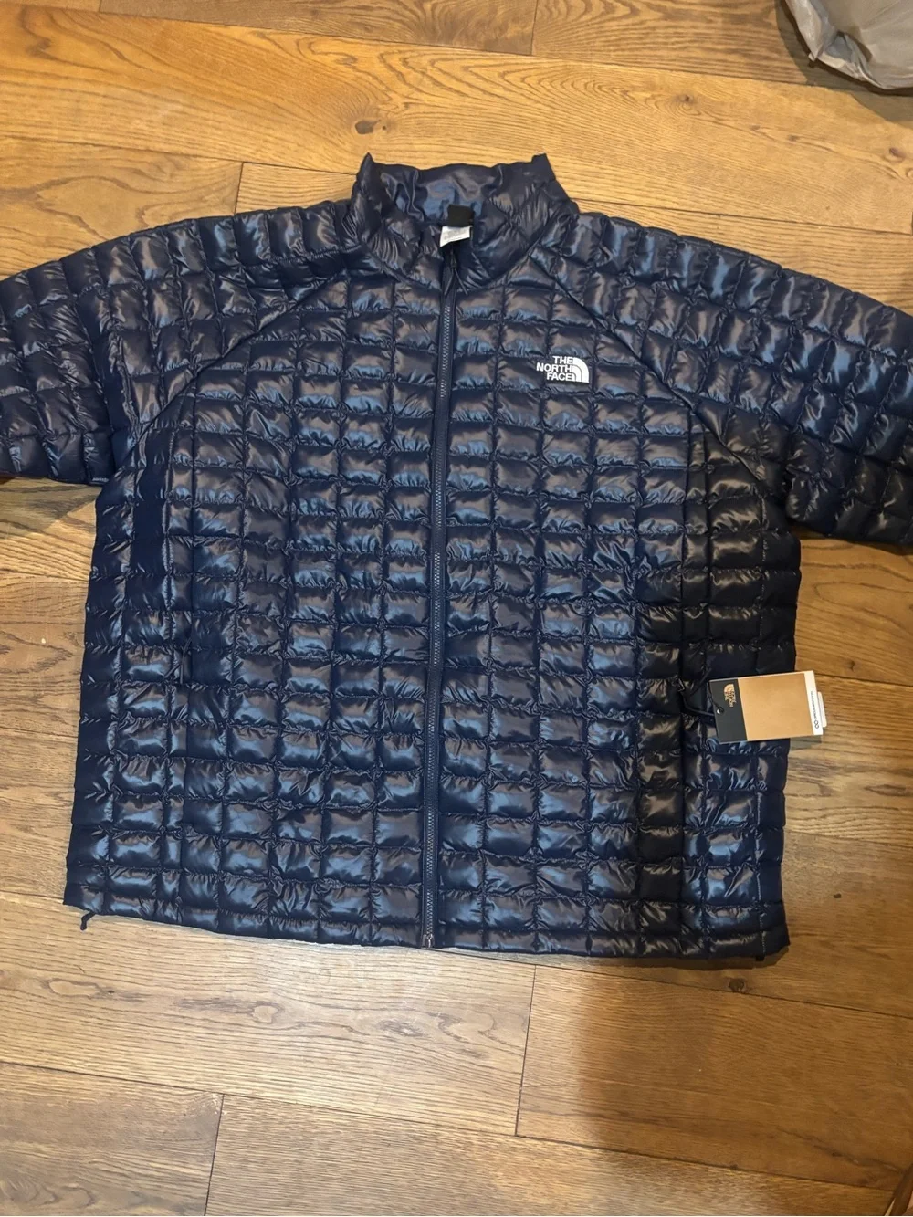 The North Face Navy Shiny Quilted Puffer Jacket